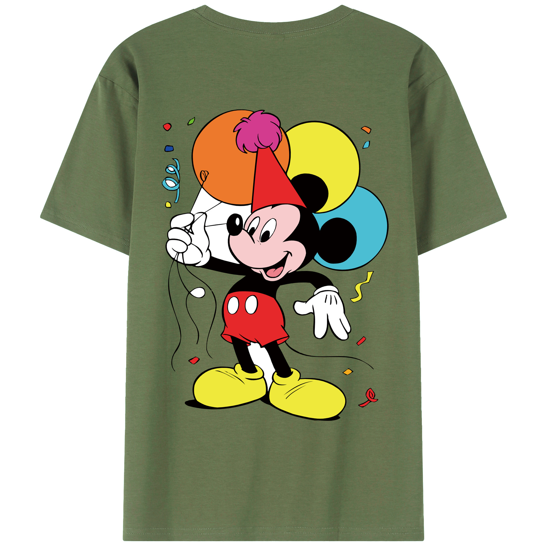 ミッキーマウス Mickey Mouse 綿100％ メンズ半袖Tシャツ（バックプリント） 通気性